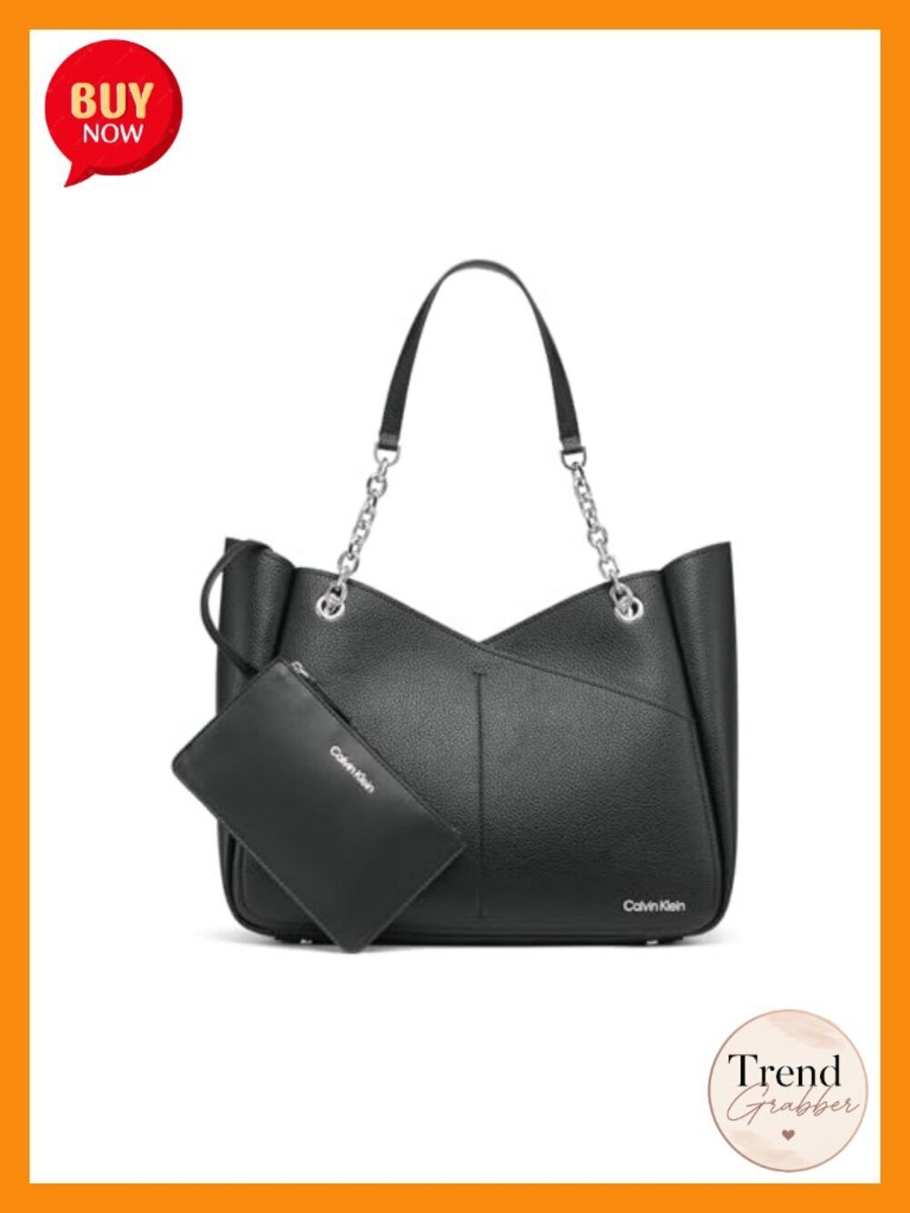 Vegan Leather Zoe Chain Tote with Removable Pouch